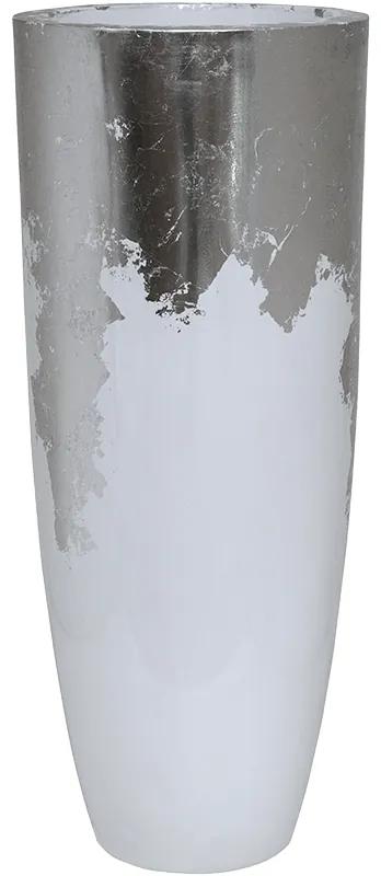 Kvetináč Luxe Lite Partner lesklý biely/strieborný 36x91 cm
