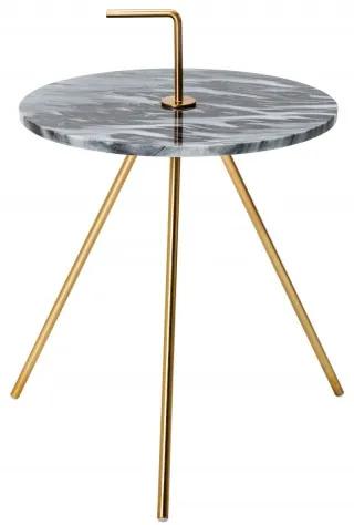 Odkladací stolík Simply Clever Ø36 cm, zlatá/mramor