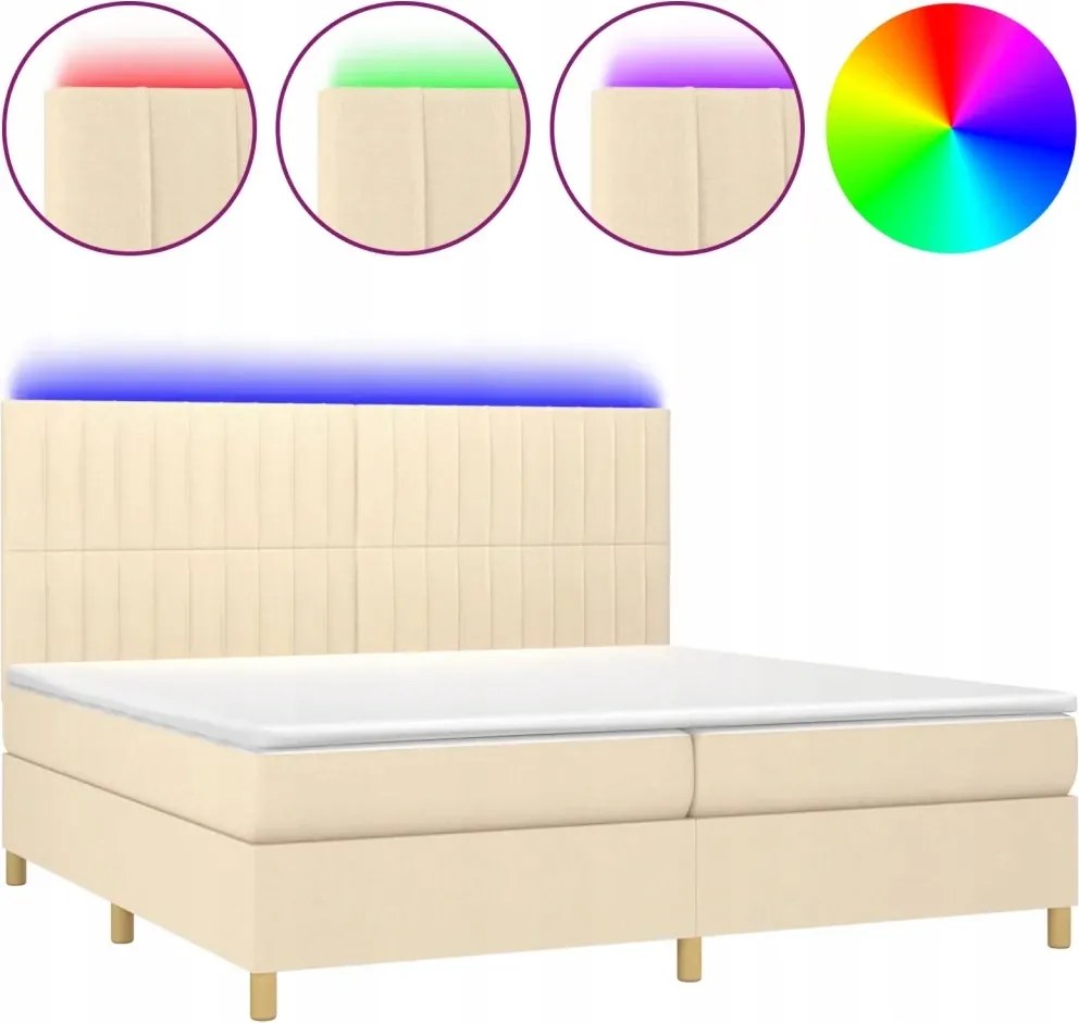 vidaXL Kontinentálna posteľ s matracom, krémová, 200x200 cm, tkanina