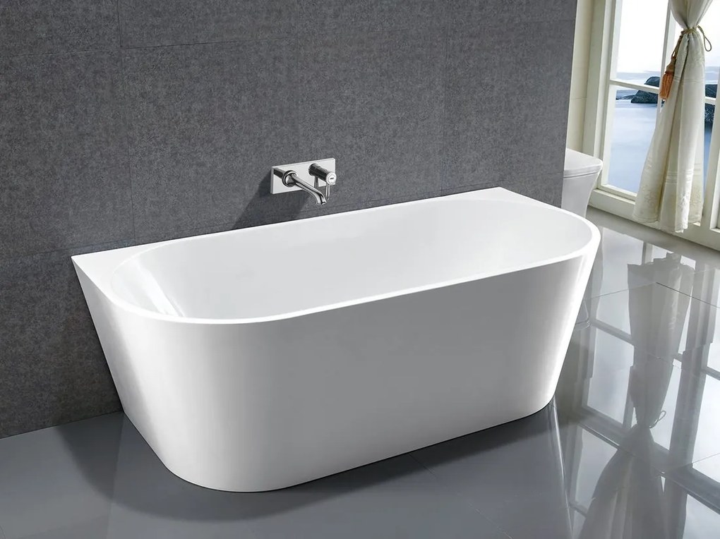 Aqualine Aqualine, TAJO nástenná stojaca vaňa 180x80cm, biela, E1990