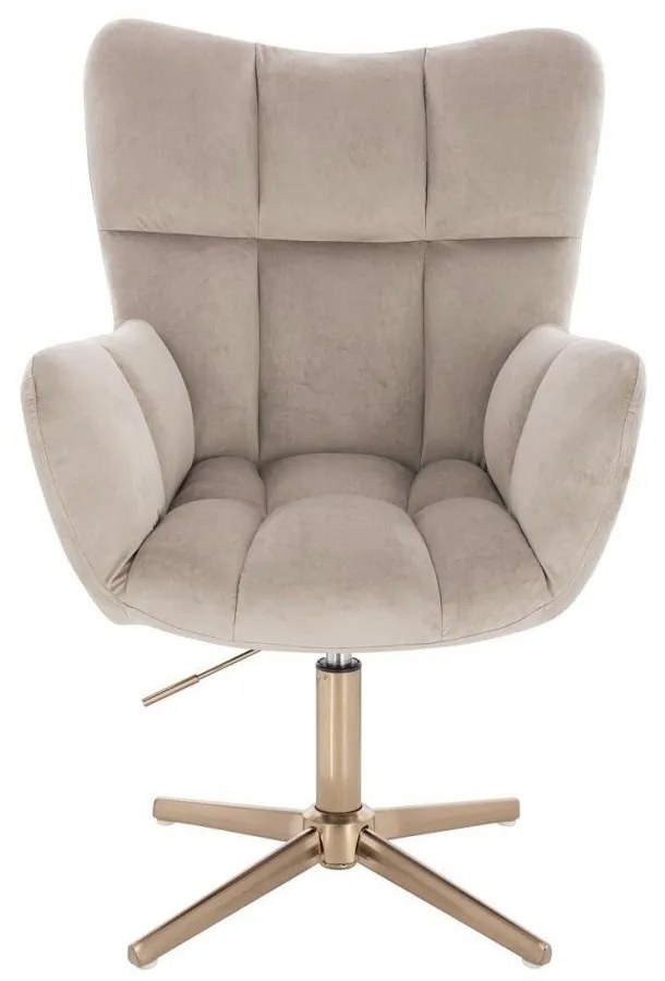 LuxuryForm DESIGN Otočné kreslo AURORA VELUR na zlatom kríži - latte