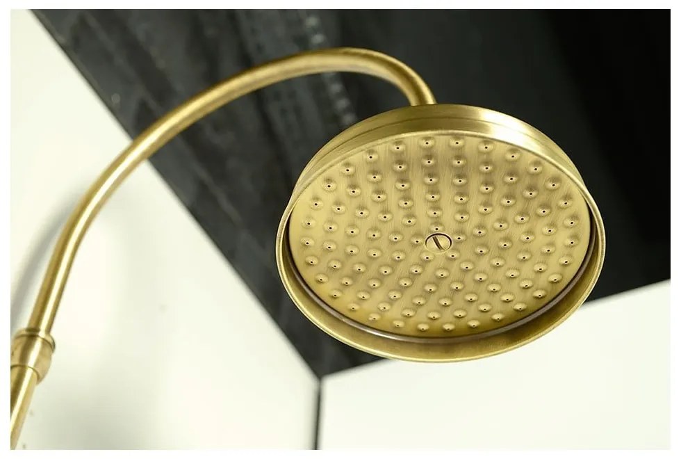 Mosadzná sprchová súprava v bronzovej farbe s termostatickou batériou s hlavovou sprchou a ručnou sprchou 142 cm Antea – Sapho