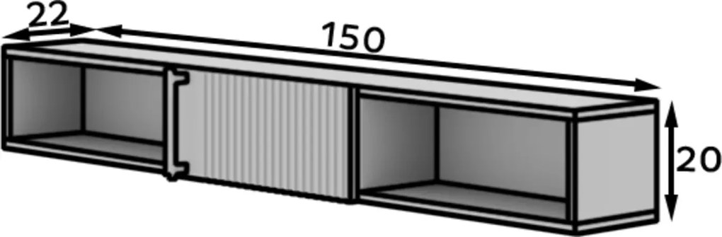 Polica so skrinkou RAFTT 150 cm, čierna
