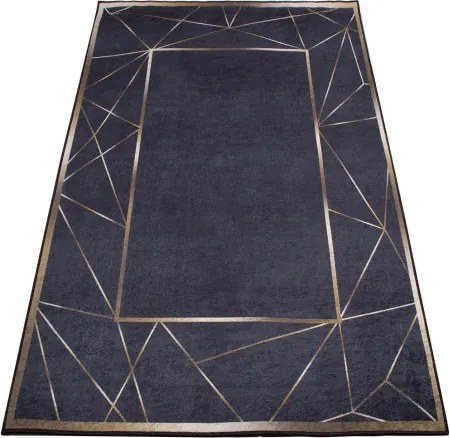 Protišmykový koberec MILANO 90010-04 čierny / zlatý