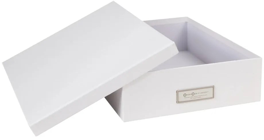 Biely úložný box s menovkou na dokumenty Bigso Box of Sweden Oskar, veľkosť A4