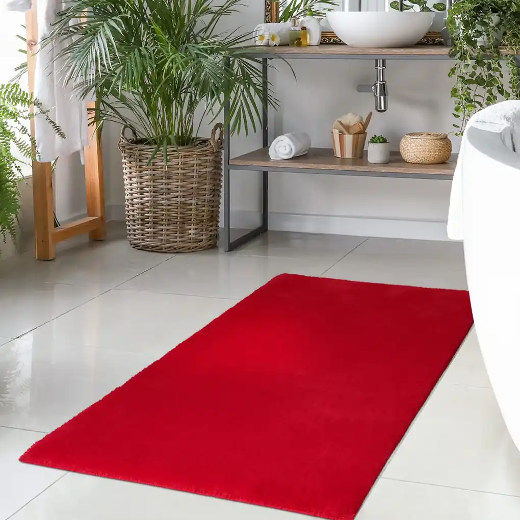 Dekorstudio Kožušinový koberec do kúpeľne TOPIA mats - červený Rozmer  koberca: 40x60cm | BIANO