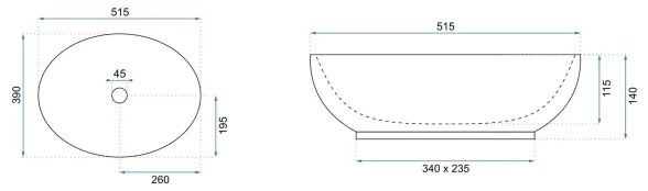 REA-U8198 - Umývadlo na dosku CAROLA SLIM 39x51,5 cm keramika/lesklá biela