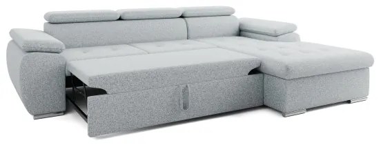 Rozkladacia rohová sedacia súprava v tvare L s úložným priestorom PADUA sivá pravá