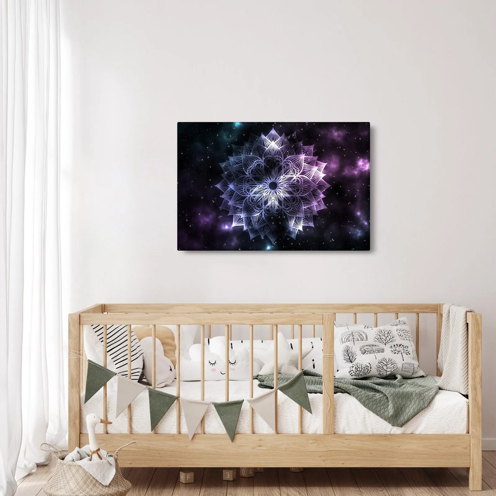 Obraz - Lotusová mandala vo vesmíre (90x60 cm)