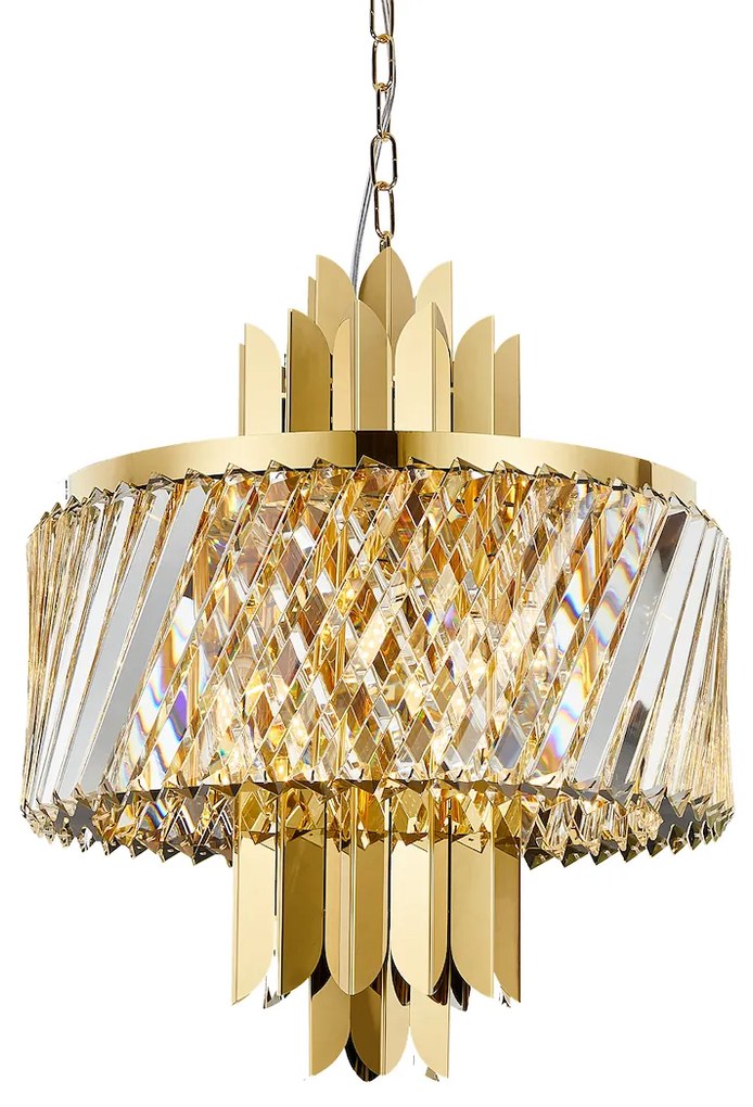 EUlight Luster Margot, 1x krištáľové/zlaté kovové tienidlo, (fi 43cm), g
