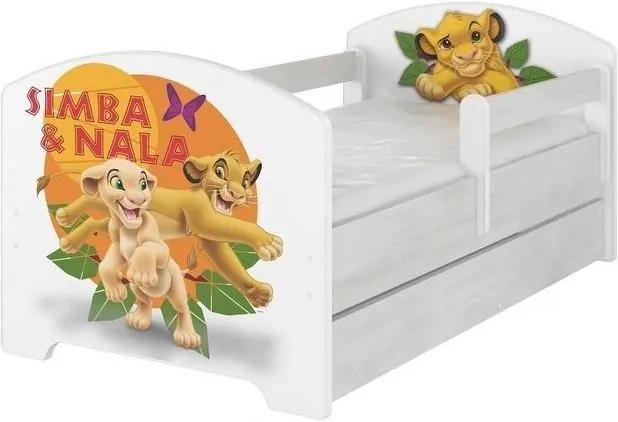 MAXMAX Detská posteľ so zásuvkou Disney - Leví Kráľ 140x70 cm