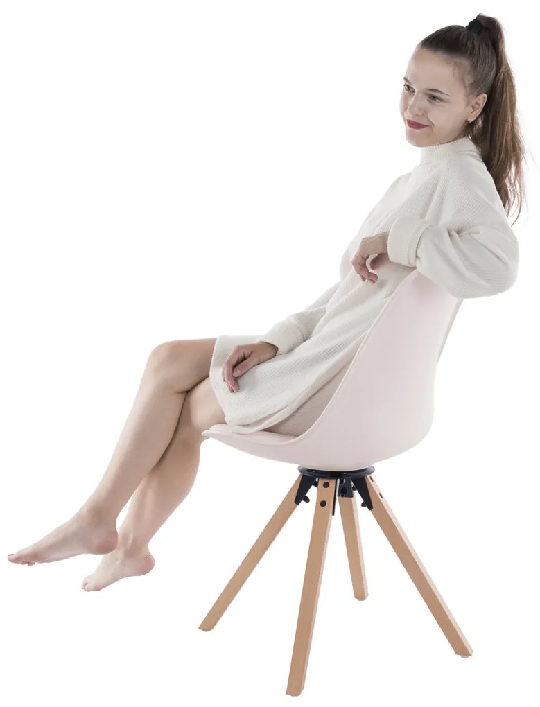 Otočná jedálenská stolička Etosa - perlová / buk