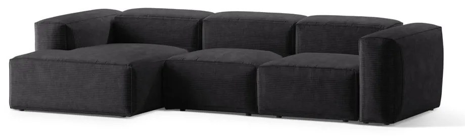 Tmavosivá menčestrová rohová pohovka (ľavý roh/s leňoškou) Bergano – Cosmopolitan Design