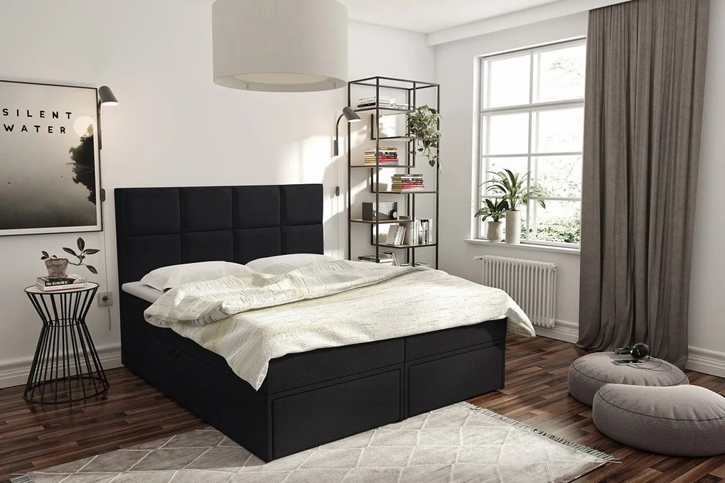 Kontinentálna posteľ Hudson Lux 2, Rozmer postele: 140x200, Farby: ekokoža Soft 011