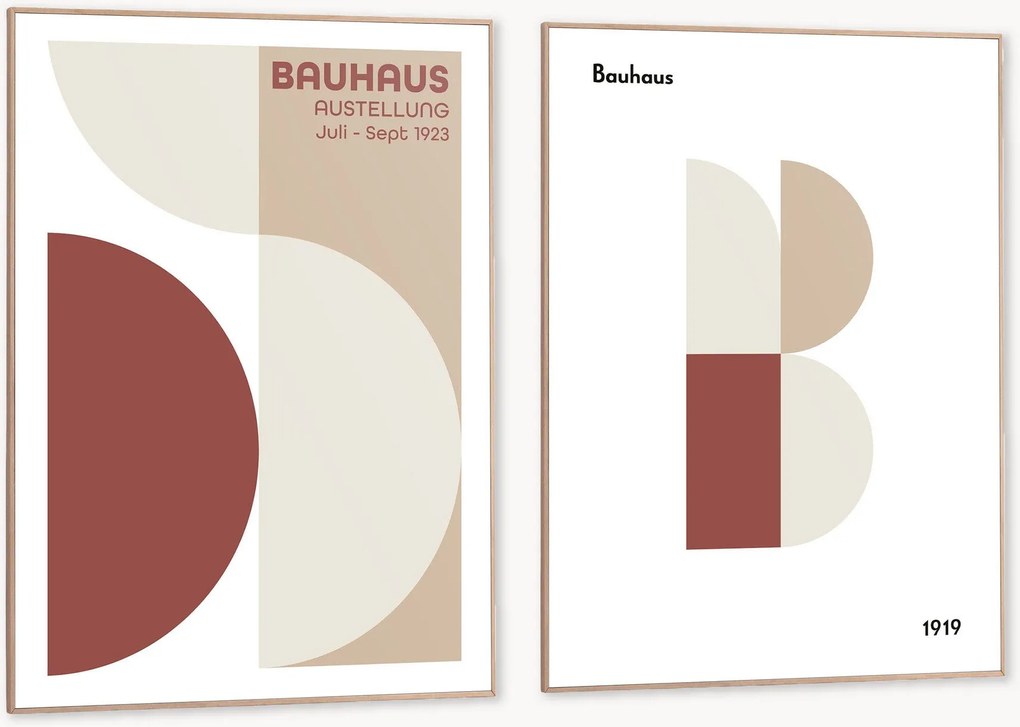 Nástenné dekorácie v rámoch Bauhaus, 2 ks