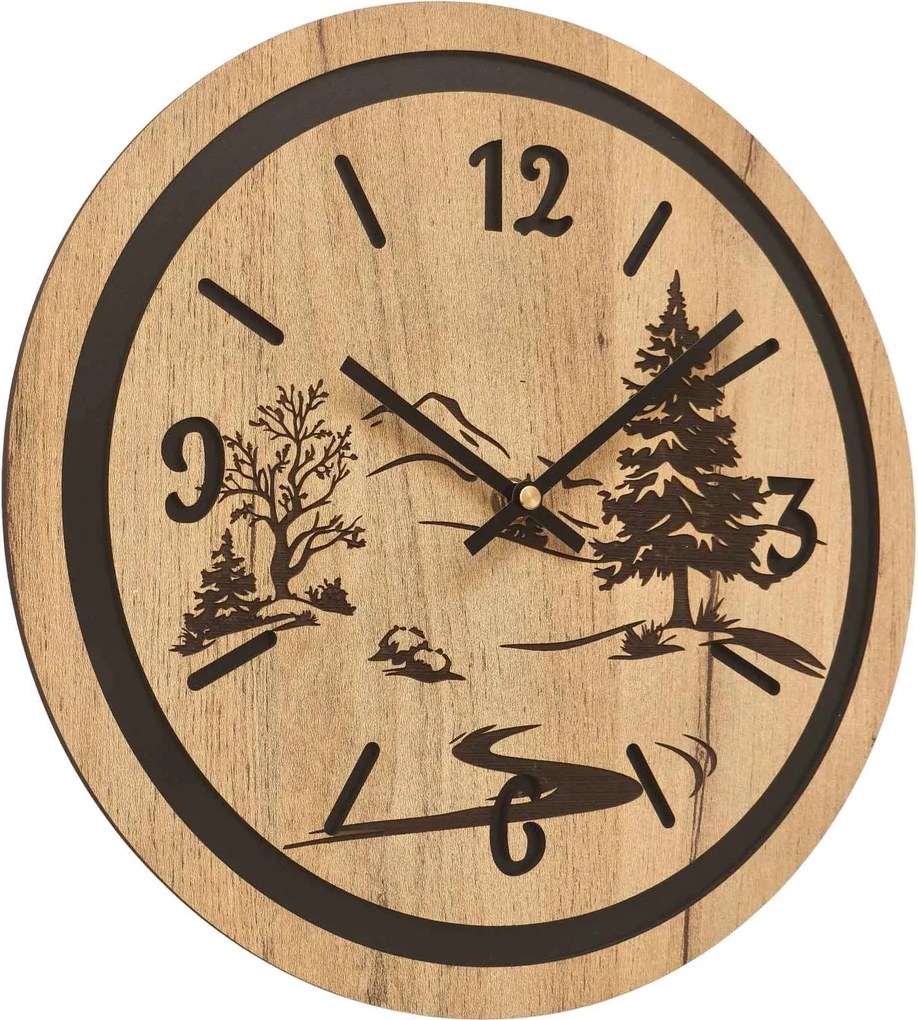 Hodiny na stenu do obývačky - Príroda a les | GRUN: HDF - Javor 30 cm 4799-115371 HDF0608-čiene-ruky