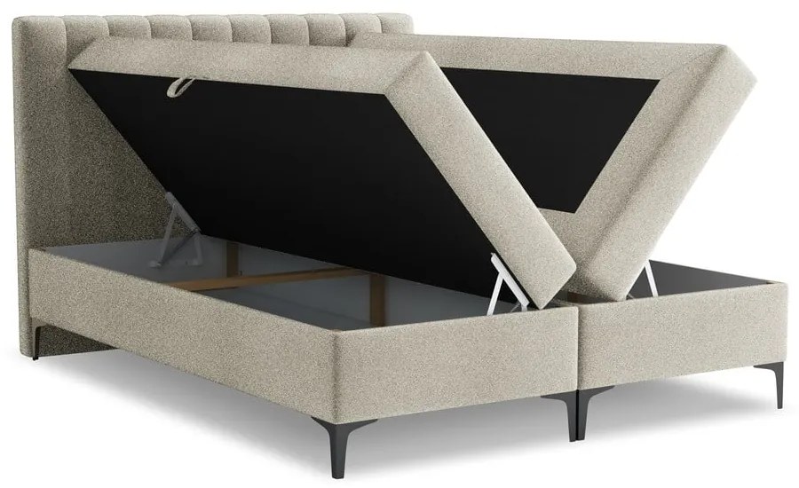 Taupe boxspring posteľ s úložným priestorom 180x200 cm Puhala – Makamii