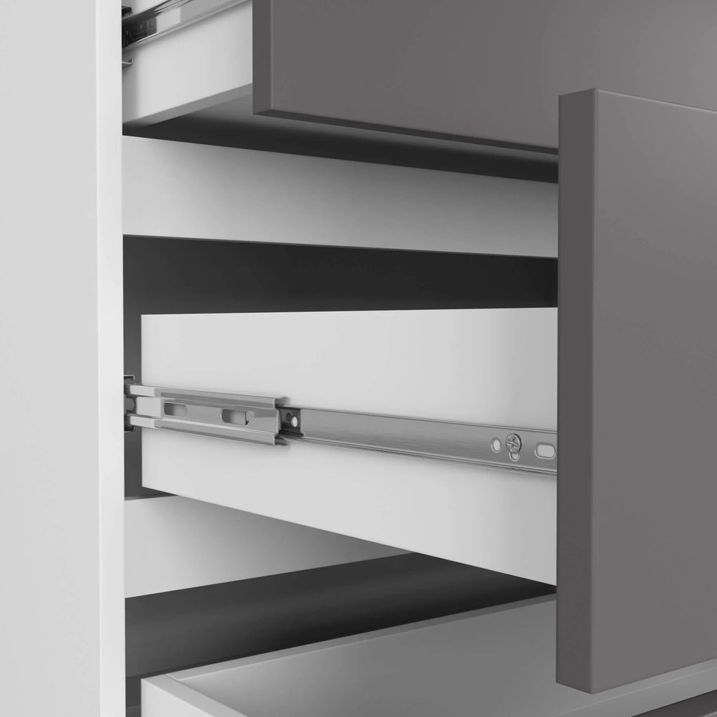 Komoda Kuba 160 cm 8 zásuviek biela/grafit