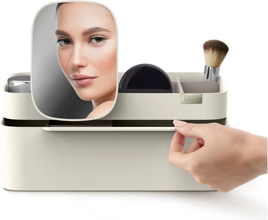 Béžový plastový kúpeľňový organizér na kozmetiku Viva – Joseph Joseph