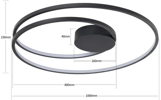 Brilagi - stmievateľné LED stropné svietidlo TWISTER LED/105W/230V Ø100 cm čierne + DO