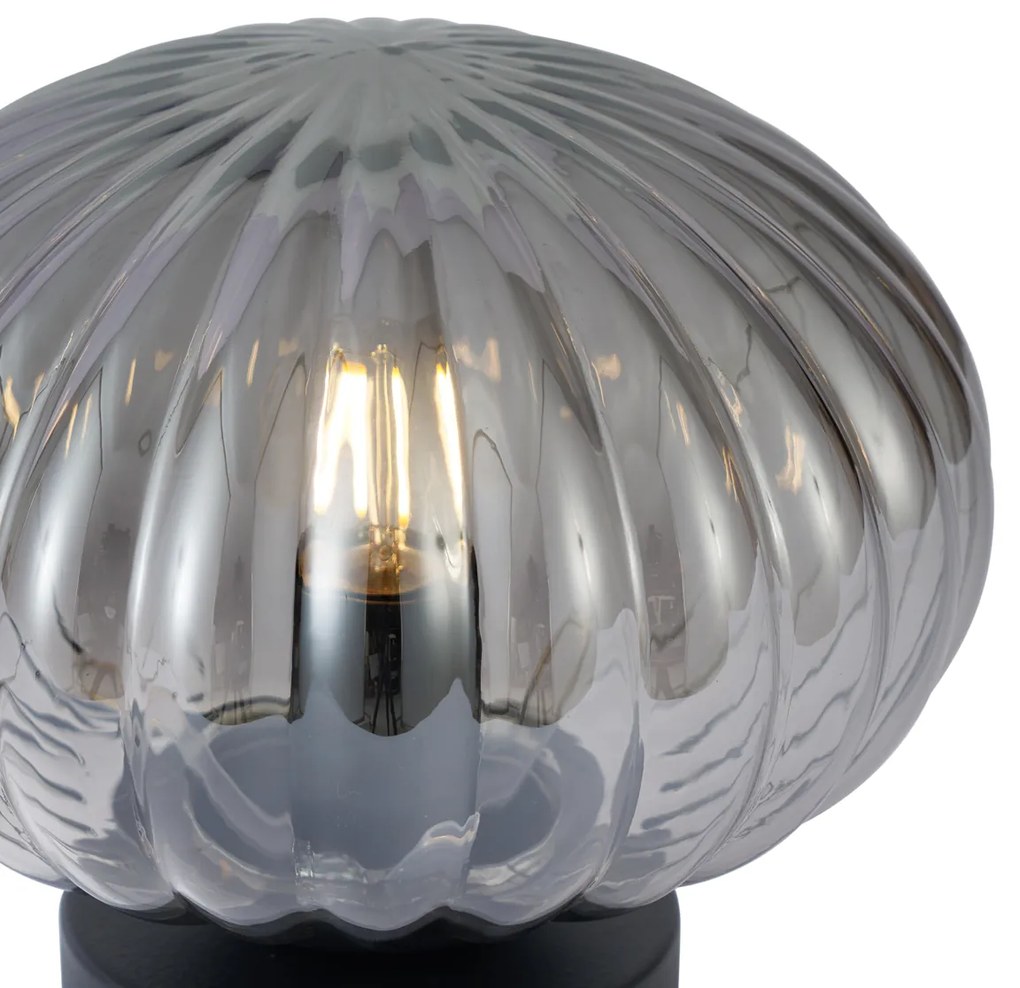 Dizajnová stolná lampa čierna s dymovým sklom - Mochi