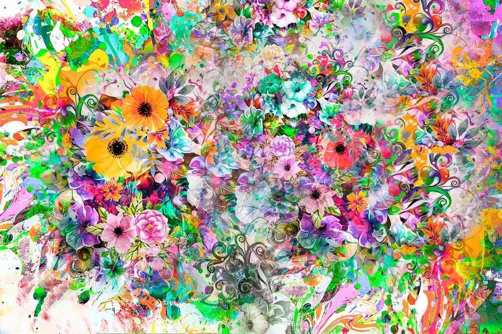 Samolepiaca tapeta pestrofarebné kvety - 150x100