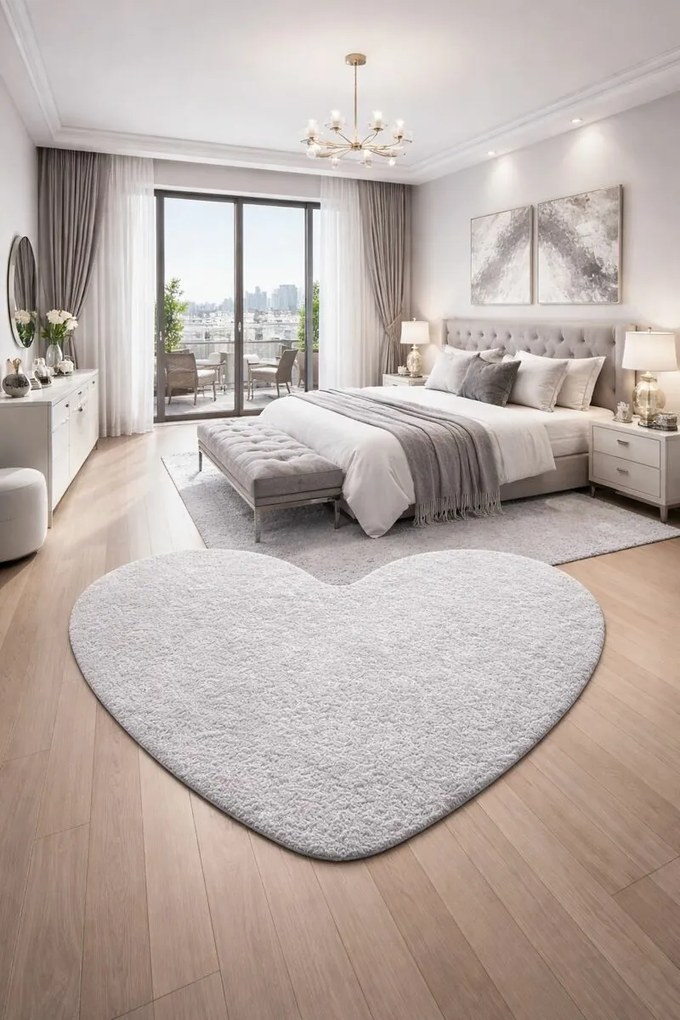 Vopi, Kusový koberec Eton šedý srdce, 100x120 srdce, šedá