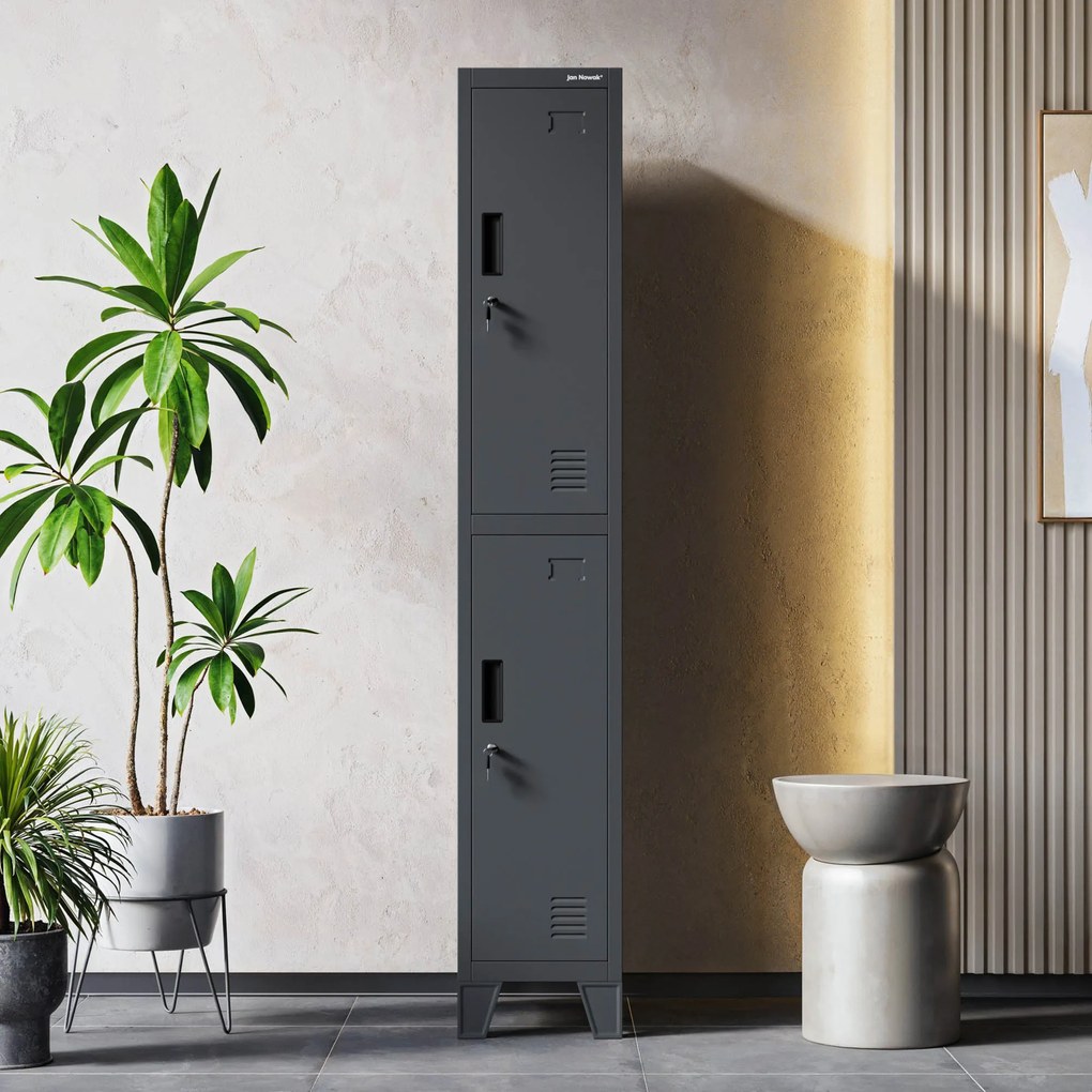 Šatníková skriňa pre zamestnancov antracitová BARTEK 1 Plus 292 x 1720 x 450 mm