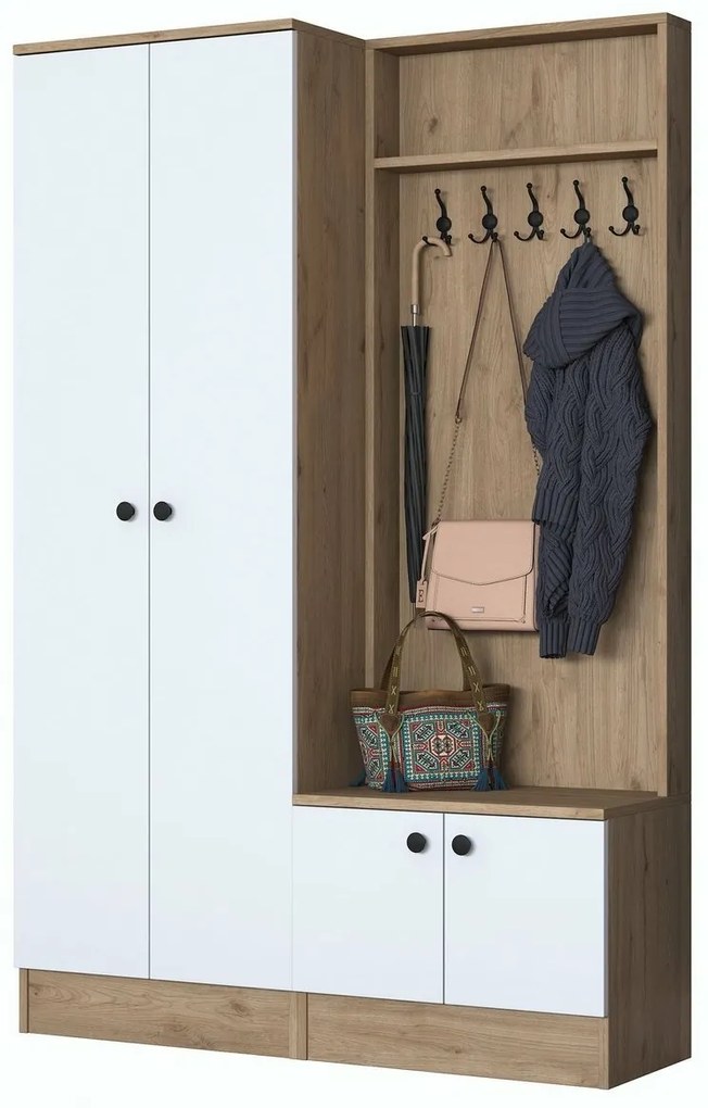Predsieňová zostava Pone White and Walnut II