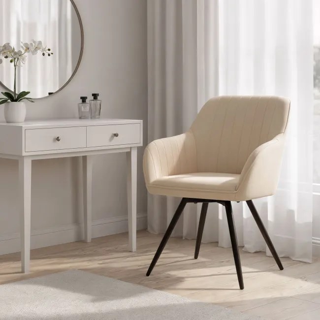 Sada dvoch jedálenských stoličiek TURNO zamatové, béžové / čierne nohy (2 ks)