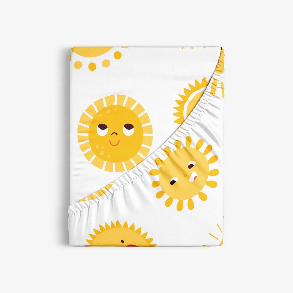 Goldea detská bavlnená napínacia plachta - usmievavé slniečka 90 x 200 cm