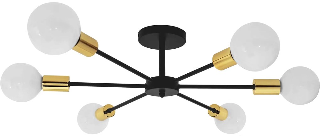 Toolight - Lampa spider-6 APP501-6C, čierna-zlatá, OSW-01100