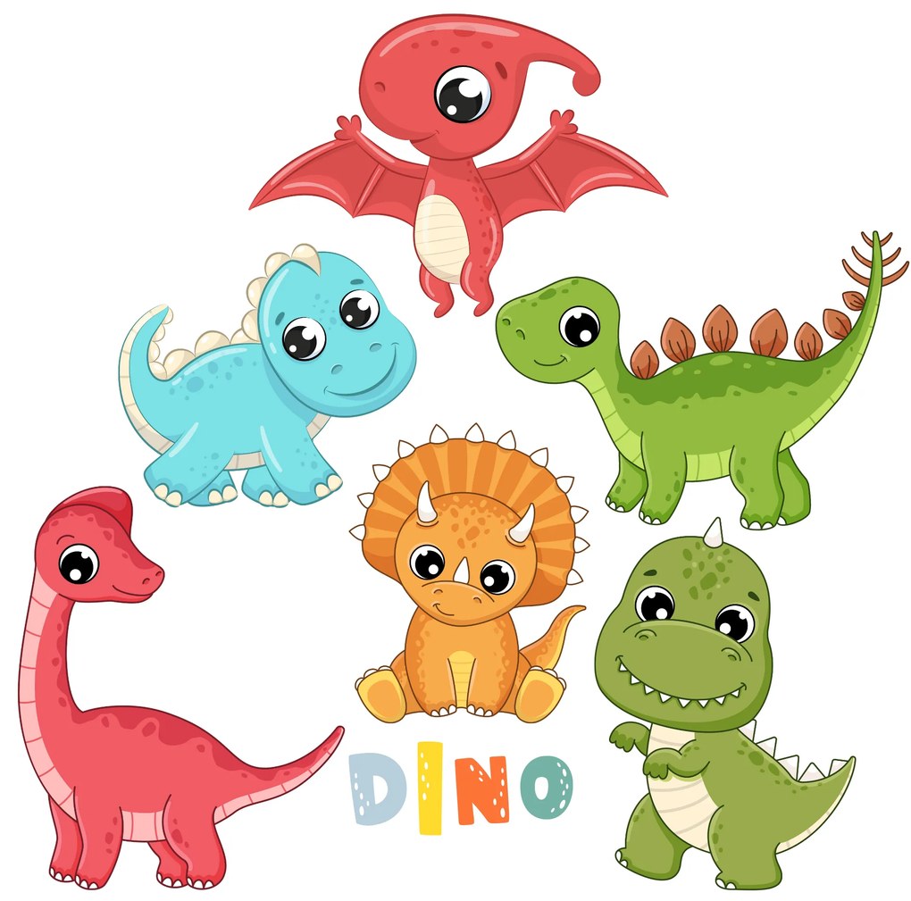 PIPPER. Textilná nálepka na stenu "Baby dinosaury"