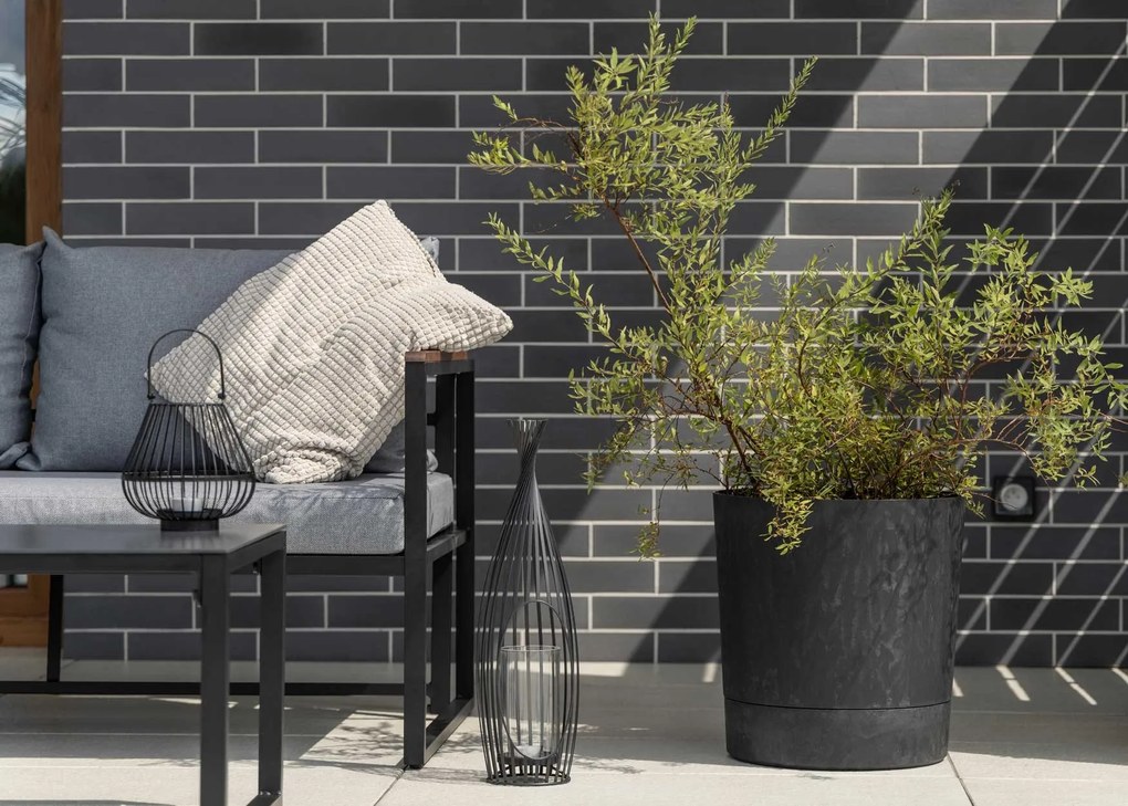 Květináč s podmiskou AZALEA 35 cm černý beton