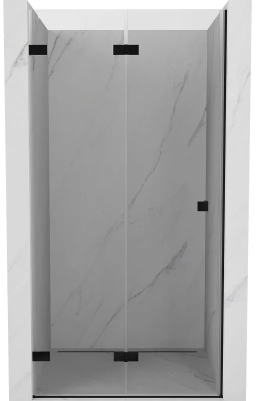 Mexen, Mexen Lunar-F skladacie ľavé sprchové dvere 60 cm, priehľadné, čierne - 836-060-000-70-00-L