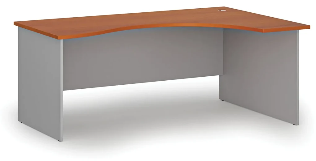Ergonomický kancelársky pracovný stôl PRIMO GRAY, 1800 x 1200 mm, pravý, sivá/čerešňa