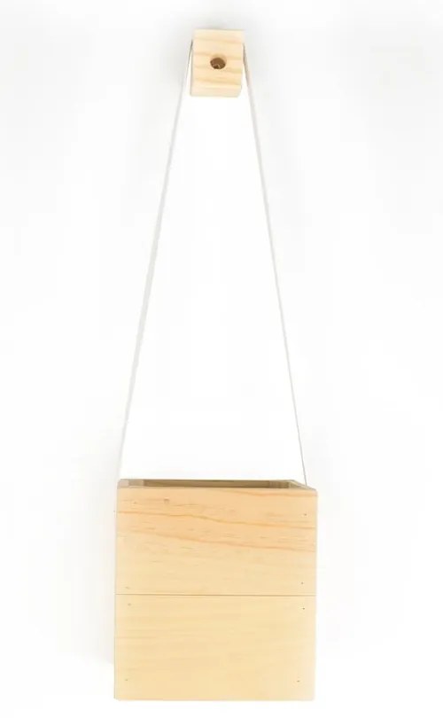 Biely kvetináč z jedľového dreva Surdic Colgantes, 17 x 62 cm