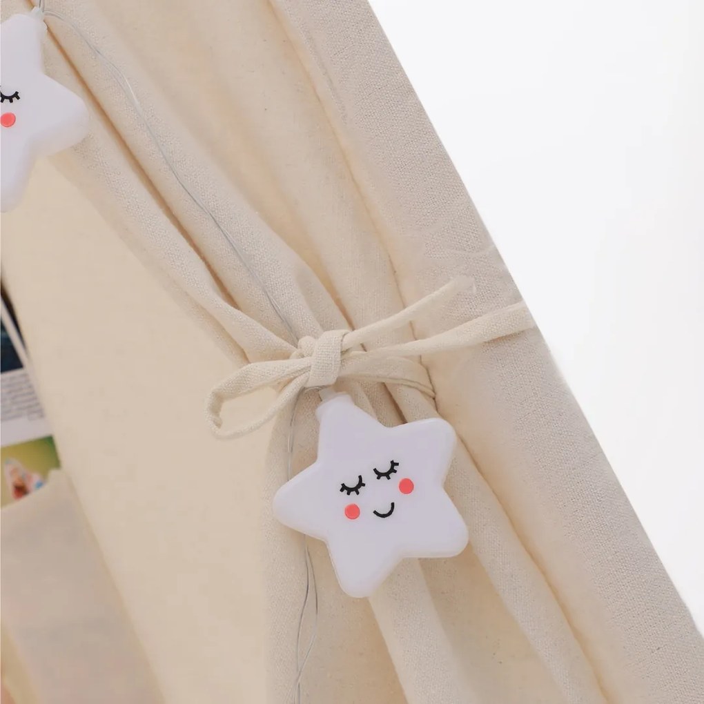 Detský stan teepee JULIUS, 120x120x160cm, biela/šedá Jurhan