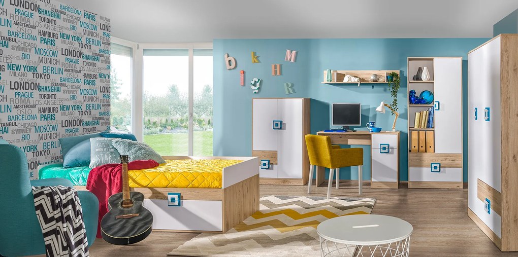 Posteľ LENOX 90 x 200 cm s úložným priestorom; 4 varianty Barva: Modrá