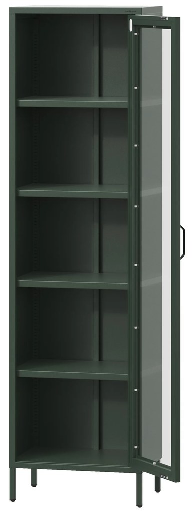 Vitrína LUIGI, 500 x 1800 x 350 mm, Modern: fľaškovo zelená