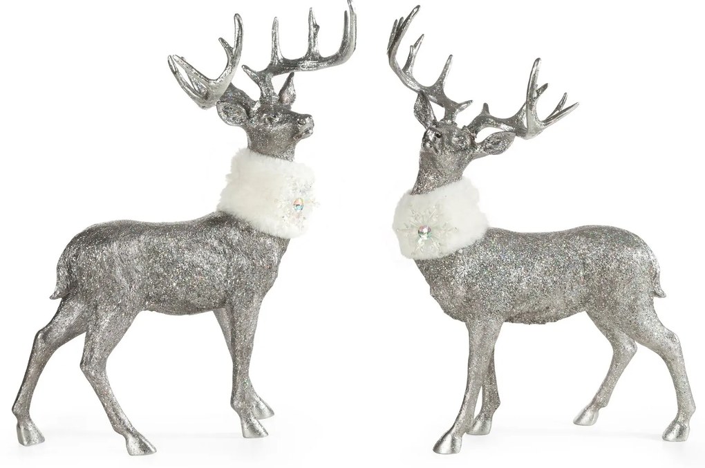 DEKORAČNÁ SOŠKA BUCK 36X52 CM STRIEBORNÁ