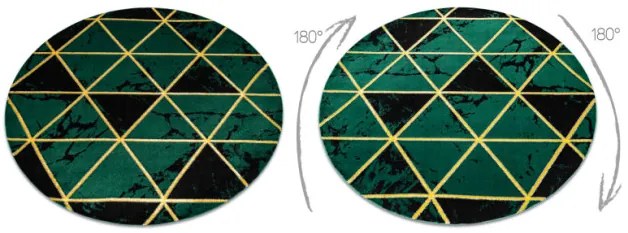 Koberec EMERALD exkluzívny 1020 kruh - glamour, marmur, trojuholníky zelený/zlatý