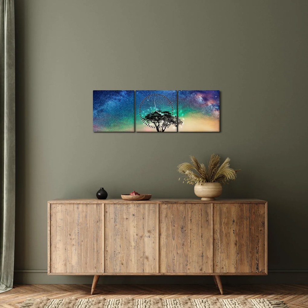 Obraz - Odpočinok pod hviezdami (s hodinami) (90x30 cm)