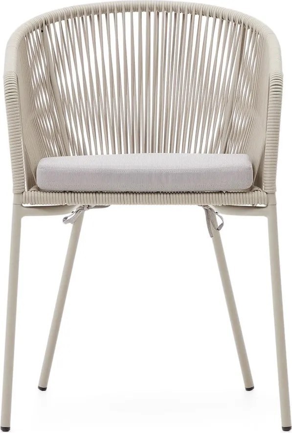 Krémovobiela kovová/polstrovaná záhradná stolička Yanet – Kave Home