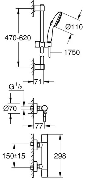 GROHE 34856000 - Termostatická sprchová batéria PRECISION GET 600 mm chróm