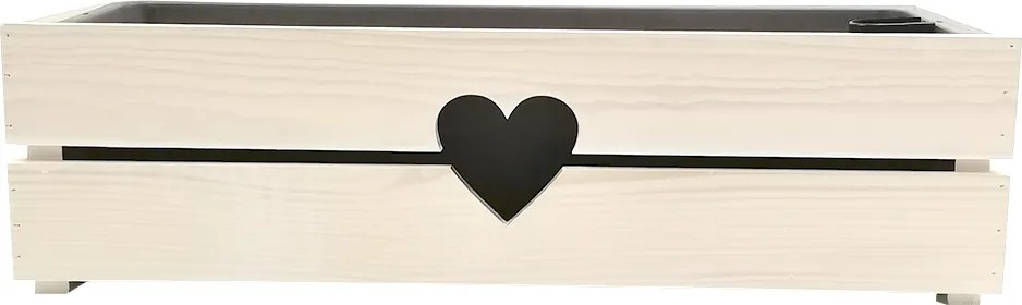 AMADEA Drevený obal s hrantíkom so srdcom biely, 62x21,5x17cm Český výrobok