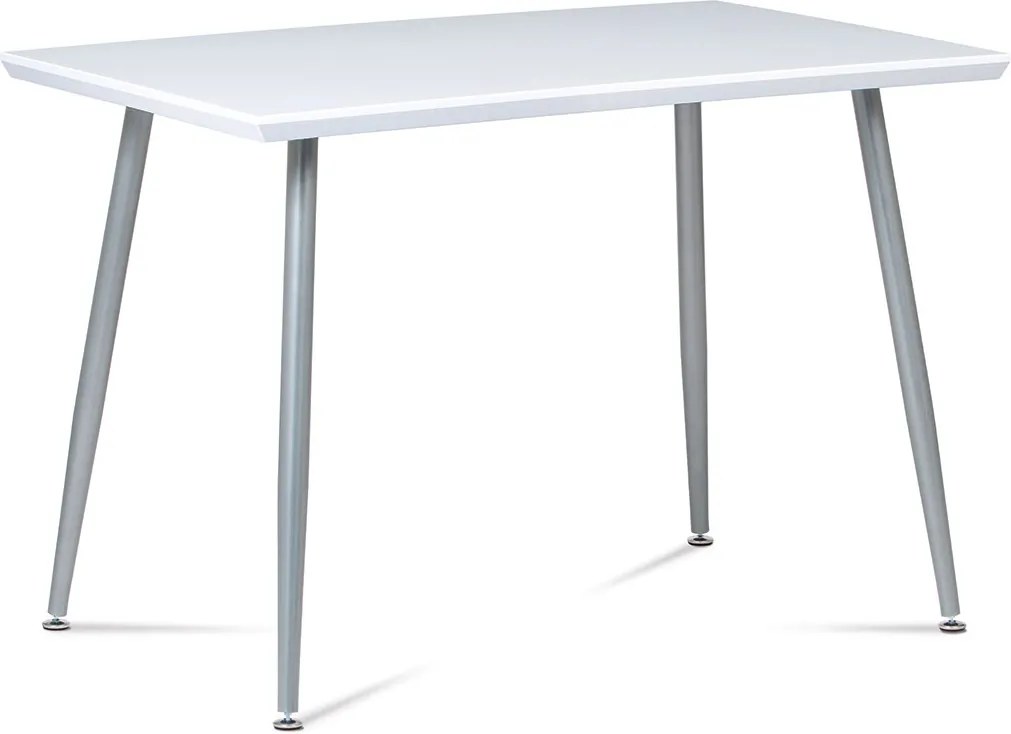 jedálenský stôl 110x70x75cm, biely lesk, sivý lak