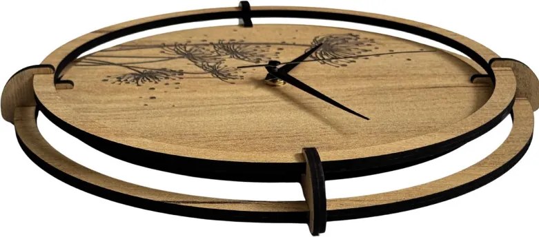 Tiché drevené hodiny s motívom lúčnych tráv pre váš domov | SENTOP HDF0586-GOLD-OAK