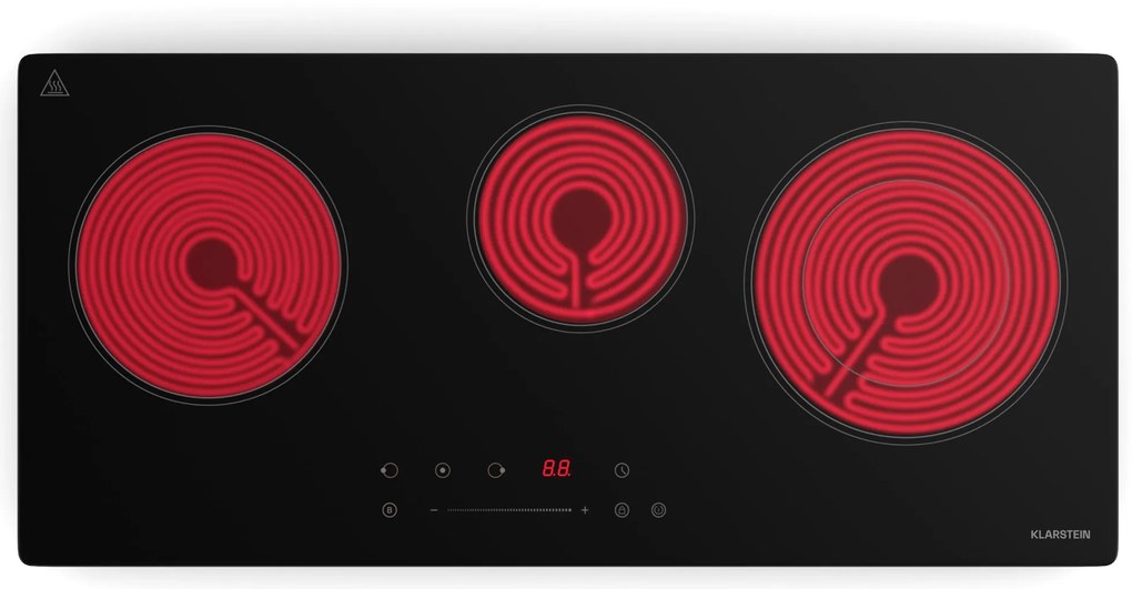 Klarstein CeramEase Slim VTC varná doska, sklokeramika, 3 varné platne, 5,2 kW, dotyková, časovač