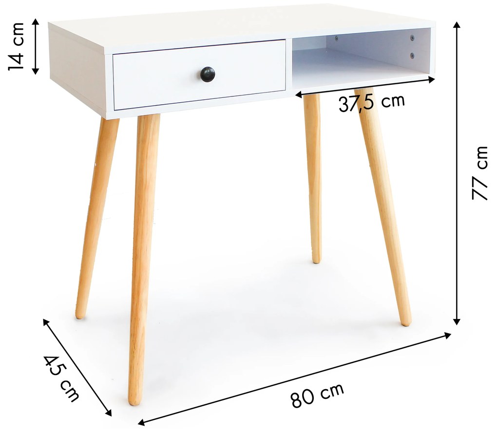 ModernHome Písací stôl, kozmetický stolík, konzola, stolík do obývačky so zásuvkou
